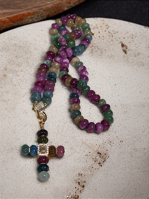 Colar Crucifixo Turmalina