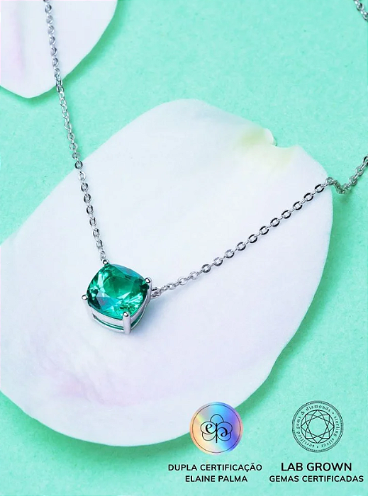 Colar Emerald com Esmeralda de Laboratório Lab Grown
