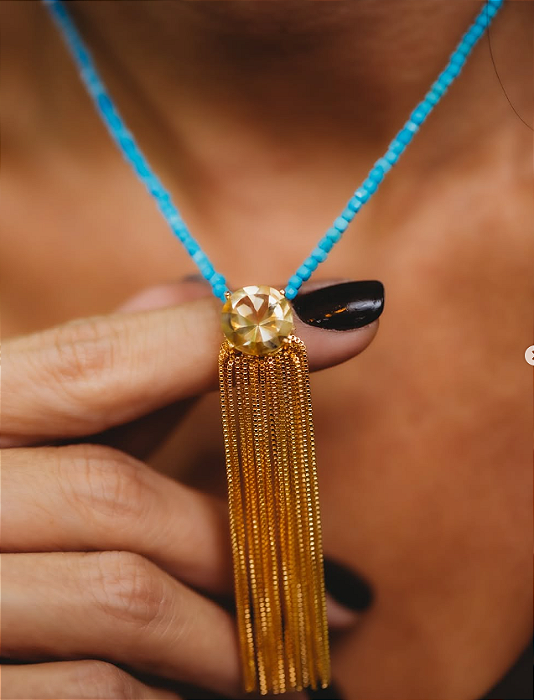 Colar Turquesa E Citrino