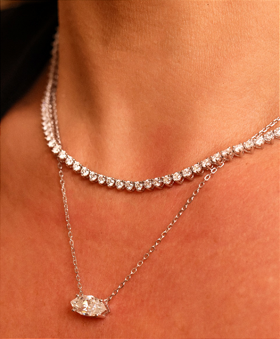 Colar Riviera Moissanite 4 garras