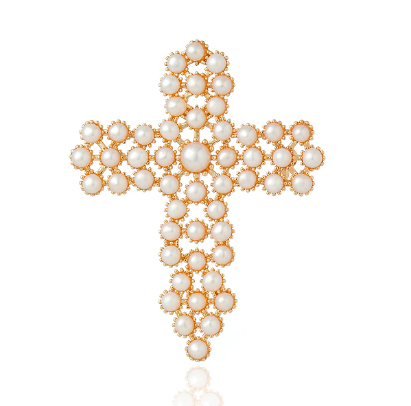 Broche Crucifixo Perola Cristina Sabatini