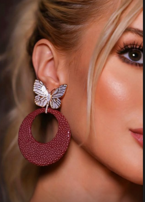 Brinco Borboleta Galuchat Marsalla