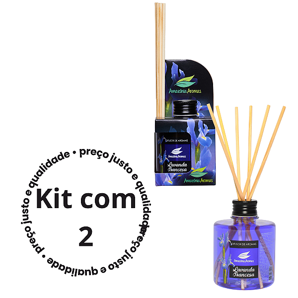 KIT com 2 Difusor de Ambientes Amazônia Aromas 270ml Lavanda Francesa