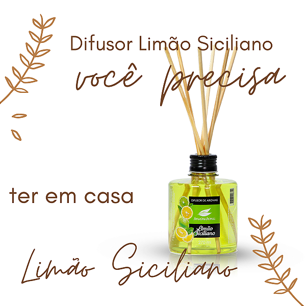 KIT com 2 Difusor de Ambientes Amazônia Aromas 270ml Limão Siciliano