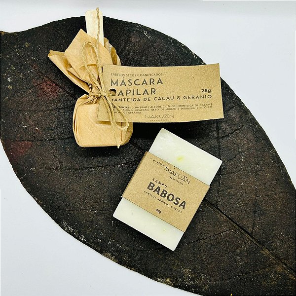 Máscara capilar e Xampu de Babosa - Cabelos secos