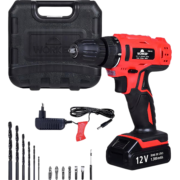 Parafusadeira Elétrica Sem Fio Worker PFW012 550RPM 110v/220v 12V
