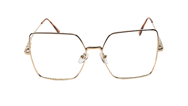 Armação De Óculos De Grau Feminino Quadrado Metal Dourado RZ09 - Oticas R@iz