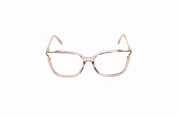 Armação De Óculos De Grau Feminino Acetato Detalhe Dourado RZ01 Rosê