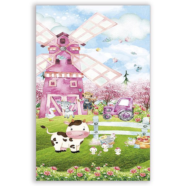 Faixa Lateral - Fazendinha Rosa - Sublimado 3D