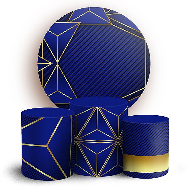KIT Redondo e Trio - Abstrato Azul - Sublimado 3D