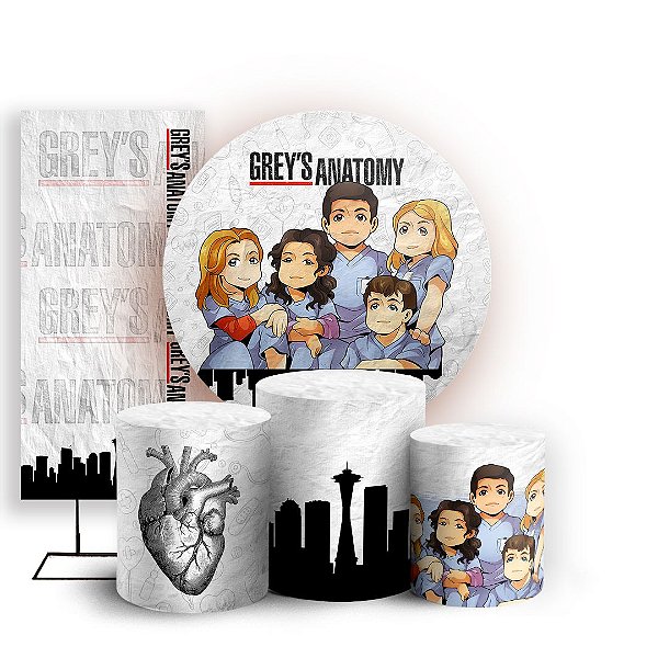 KIT Redondo Trio e Faixa - Grey's Anatomy - Sublimado 3D