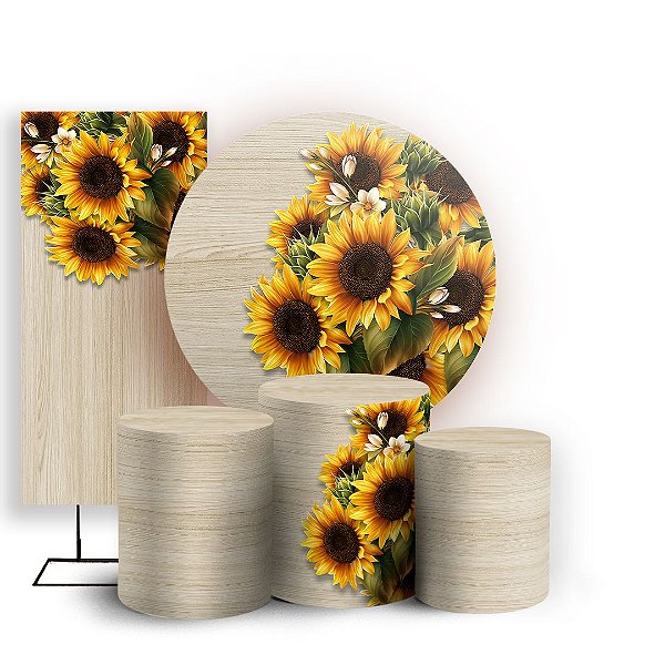 KIT Redondo Trio e Faixa - Girassol - Sublimado 3D