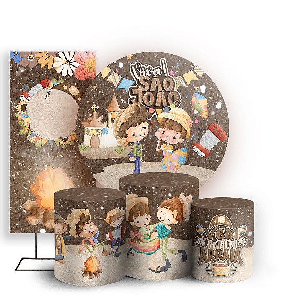 KIT Redondo Trio e Faixa - Festa Junina - Sublimado 3D