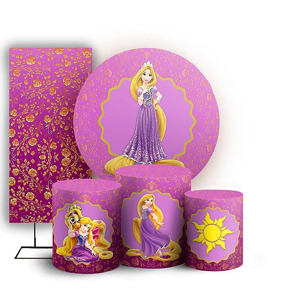 KIT Redondo Trio e Faixa - Rapunzel - Sublimado 3D