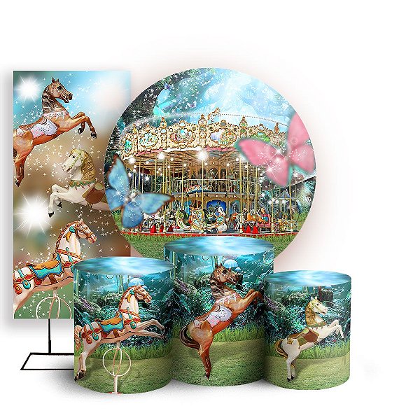 KIT Redondo Trio e Faixa - Carrossel - Sublimado 3D