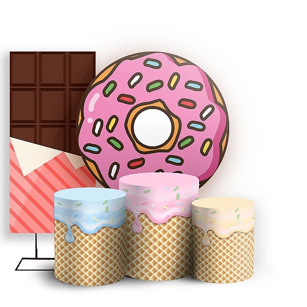 KIT Redondo Trio e Faixa - Doces - Sublimado 3D