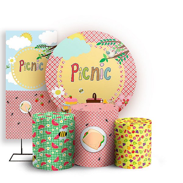 KIT Redondo Trio e Faixa - Picnic - Sublimado 3D