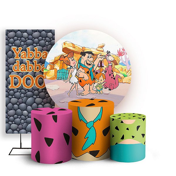 KIT Redondo Trio e Faixa - Os Flinstones - Sublimado 3D