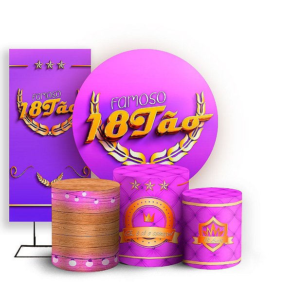 KIT Redondo Trio e Faixa - 18 Anos - Sublimado 3D