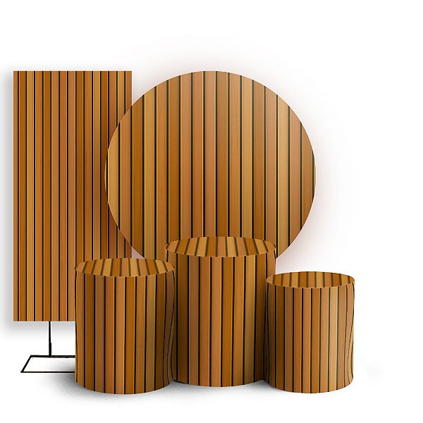 KIT Redondo Trio e Faixa - Madeira Ripada - Sublimado 3D