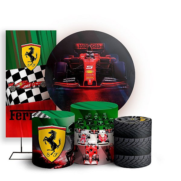 KIT Redondo Trio e Faixa - Formula 1 Ferrari - Sublimado 3D