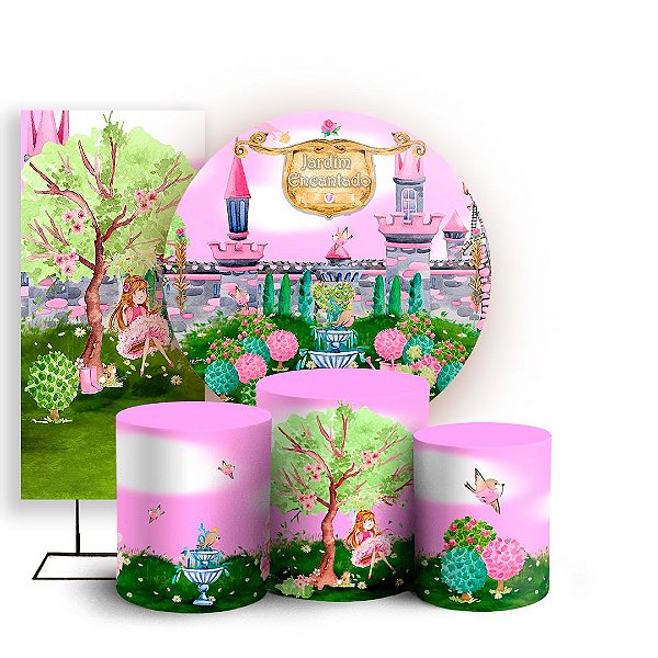 KIT Redondo Trio e Faixa - Jardim Encantado - Sublimado 3D
