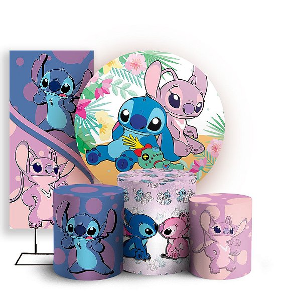 Painel Redondo Tecido Sublimado 3D Lilo Stitch WRD-6398 - Wear Sublimações