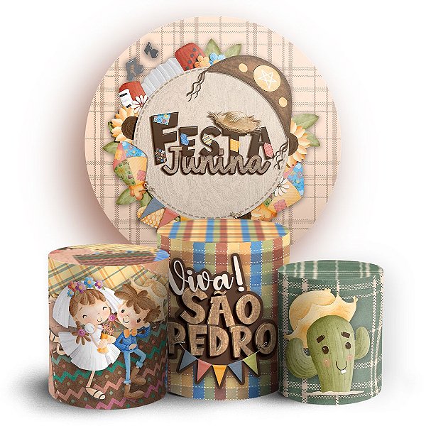 KIT Redondo e Trio - Festa Junina - Sublimado 3D
