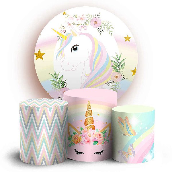 KIT Redondo e Trio - Unicornio - Sublimado 3D