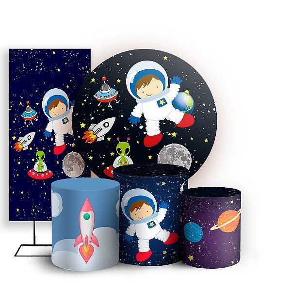 KIT Redondo Trio e Faixa - Astronauta - Sublimado 3D