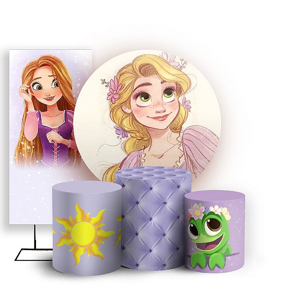 KIT Redondo Trio e Faixa - Rapunzel - Sublimado 3D