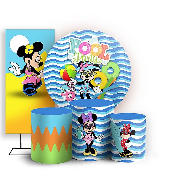 KIT Redondo Trio e Faixa - Minnie Praia - Sublimado 3D