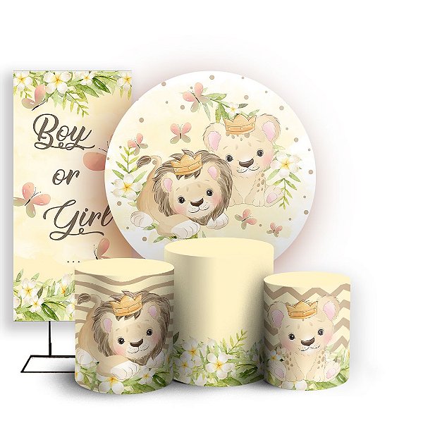 KIT Redondo Trio e Faixa - Leãozinho - Sublimado 3D