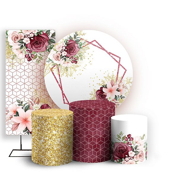 KIT Redondo Trio e Faixa - Floral - Sublimado 3D