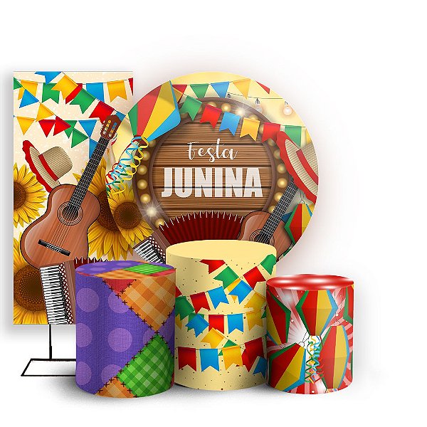KIT Redondo Trio e Faixa - Festa Junina - Sublimado 3D