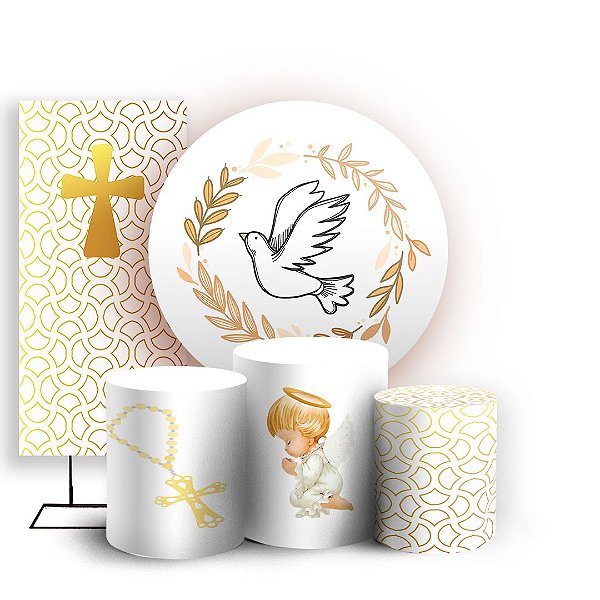 KIT Redondo Trio e Faixa - Batizado - Sublimado 3D