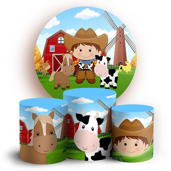 KIT Redondo e Trio - Fazendinha Menino - Sublimado 3D