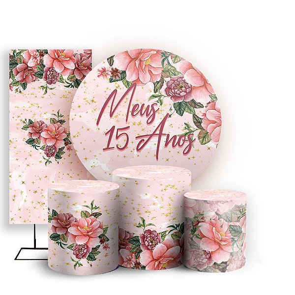 KIT Redondo Trio e Faixa - 15 Anos - Sublimado 3D