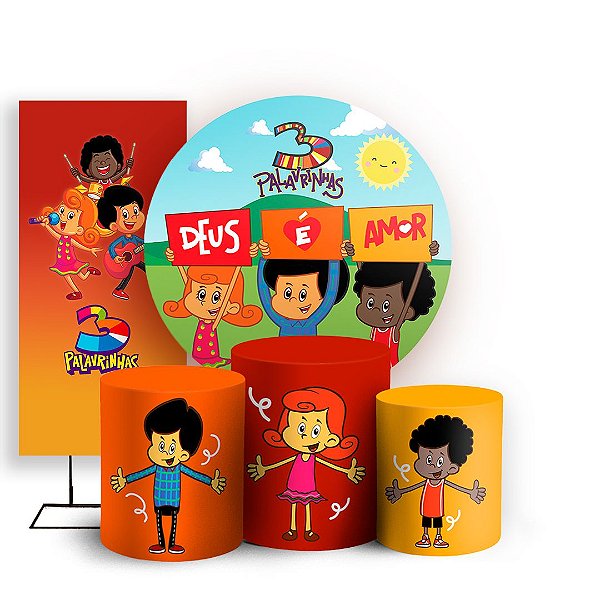 KIT Redondo Trio e Faixa - 3 Palavrinhas - Sublimado 3D