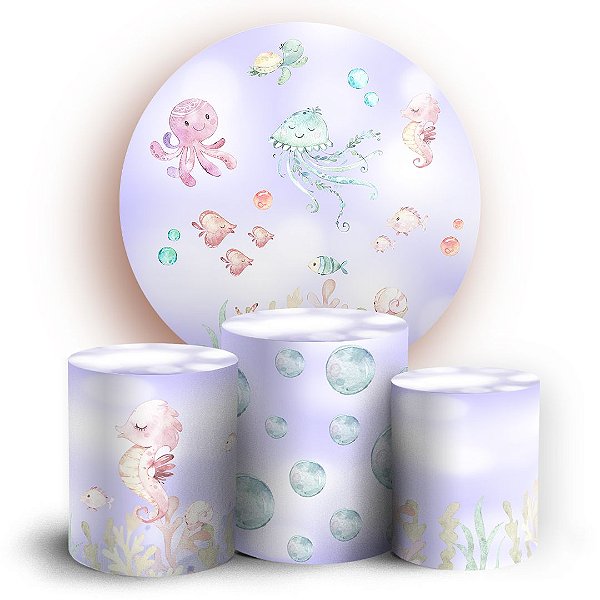 KIT Redondo e Trio - Fundo do Mar  - Sublimado 3D