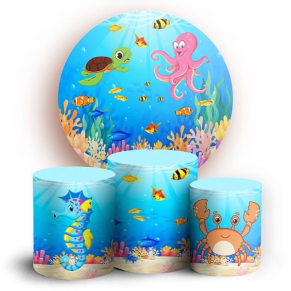 KIT Redondo e Trio - Fundo do Mar  - Sublimado 3D
