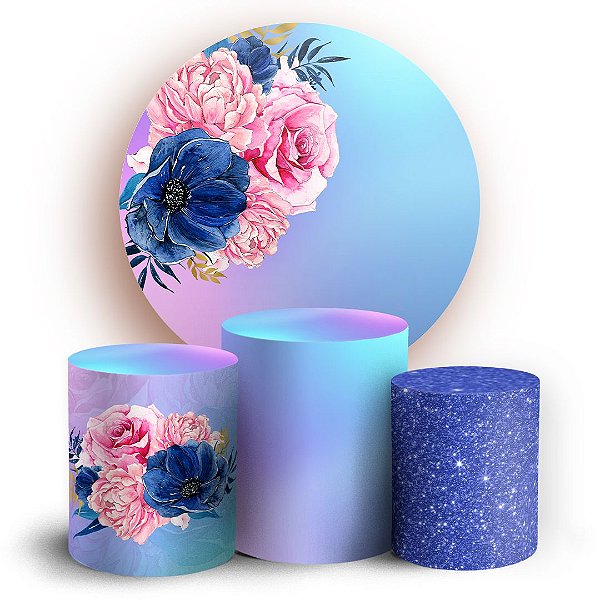 KIT Redondo e Trio Floral Sublimado 3D Sublitex, painéis sublimados