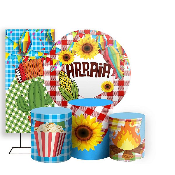 KIT Redondo Trio e Faixa - Festa Junina - Sublimado 3D
