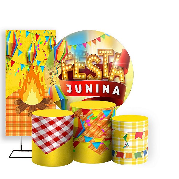 KIT Redondo Trio e Faixa - Festa Junina - Sublimado 3D