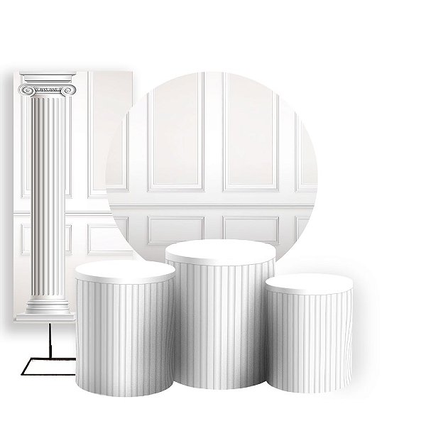 KIT Redondo Trio e Faixa - Ripado Parede Luxo Vitoriano - Sublimado 3D
