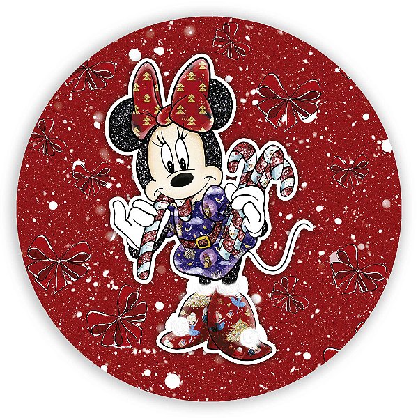 Painel Redondo - Natal Ano Novo Minnie - Sublimado 3D