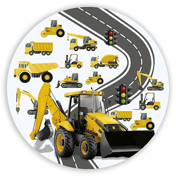 Painel Redondo - Construção - Sublimado 3D