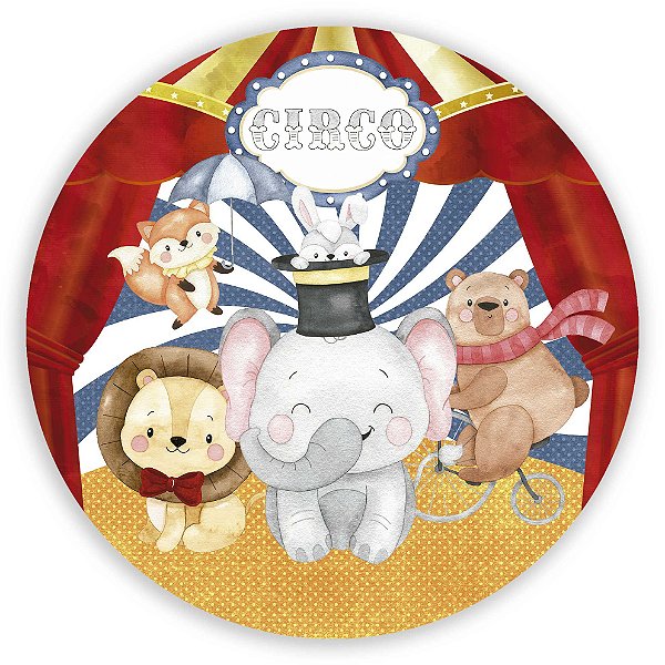 Painel Redondo - Circo Animais - Sublimado 3D