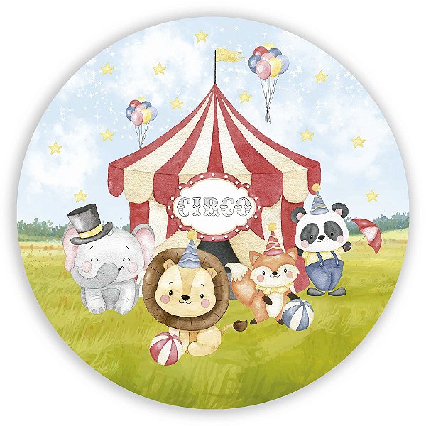Painel Redondo - Circo Animais - Sublimado 3D