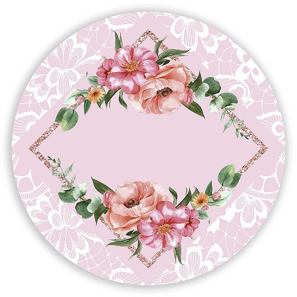 Painel Redondo - Floral com Renda - Sublimado 3D